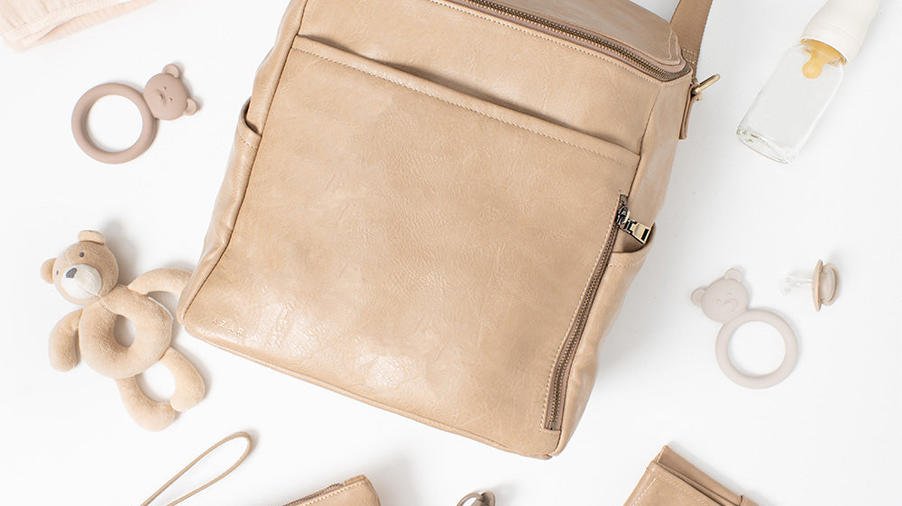 Motherhood Essentials set in Taupe with pouch and changing mat
