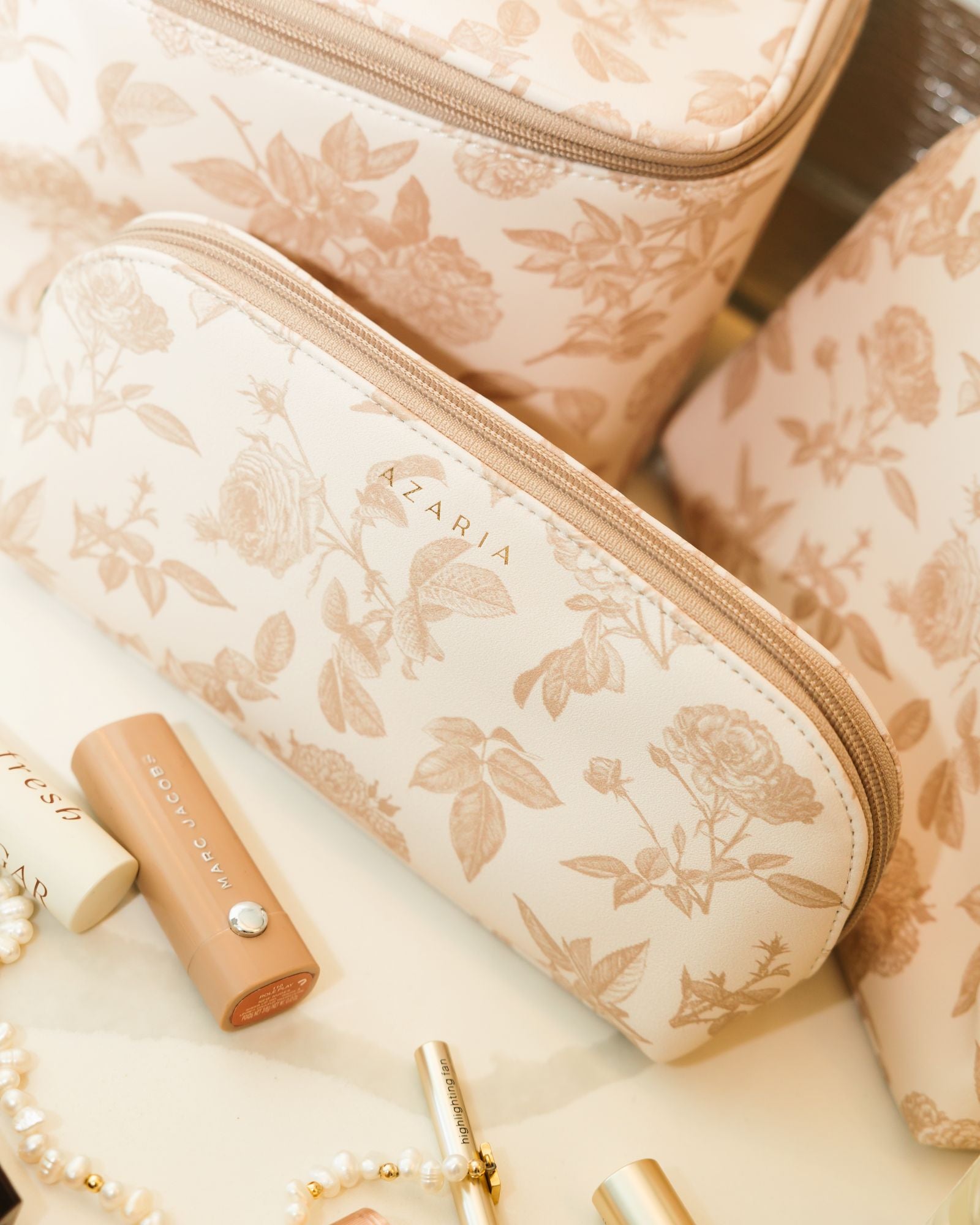 all-groups Anora Makeup Brush with Makeup on Counter
