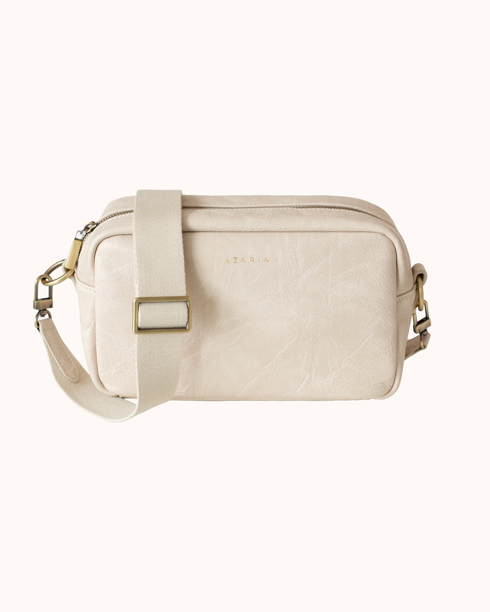 Big size／side gather bag／beige Petite Camera Bag & Sleek Crossbody Purse – AZARIA