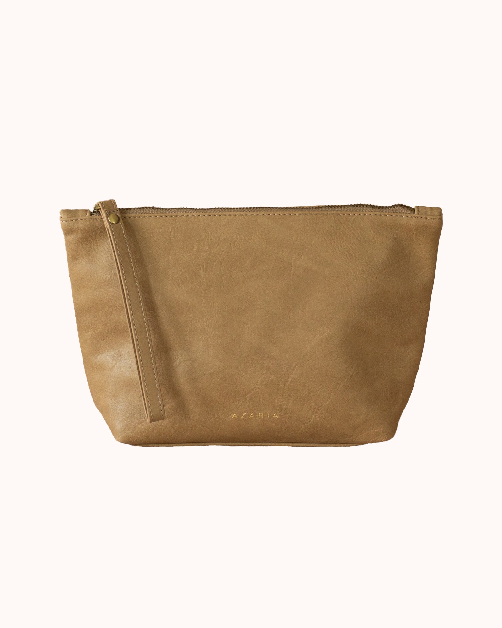 taupe vegan leather insulated snack pouch