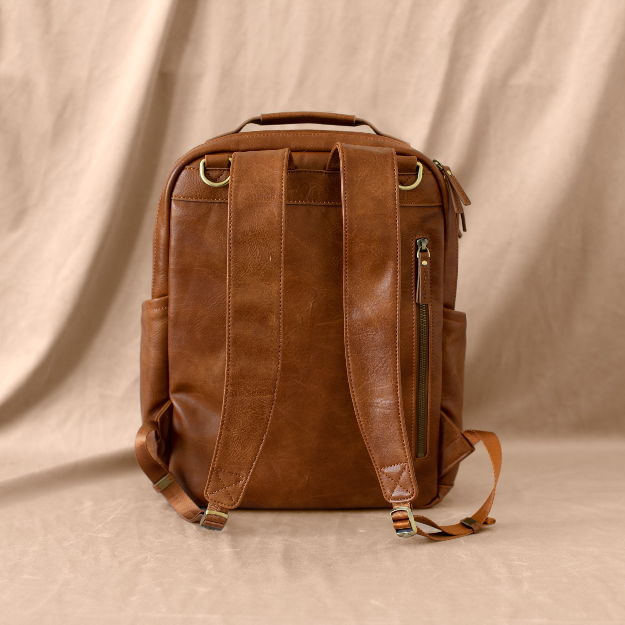 La Jolie - Chestnut Leather Diaper Bag Backpack | Azaria - Backpack-Azaria