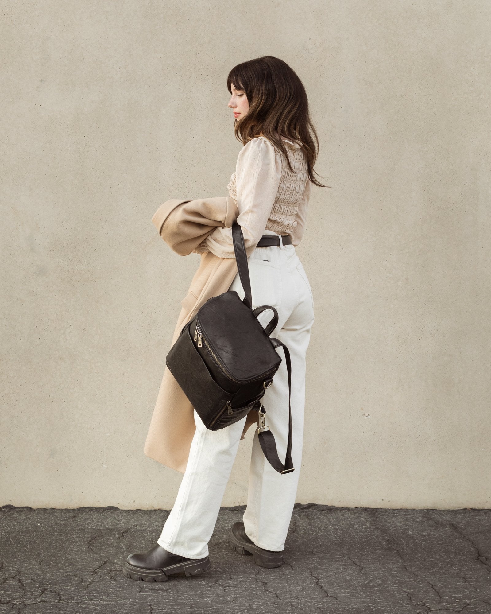 Leather Diaper Bag - Black & Gold - La Mère Original