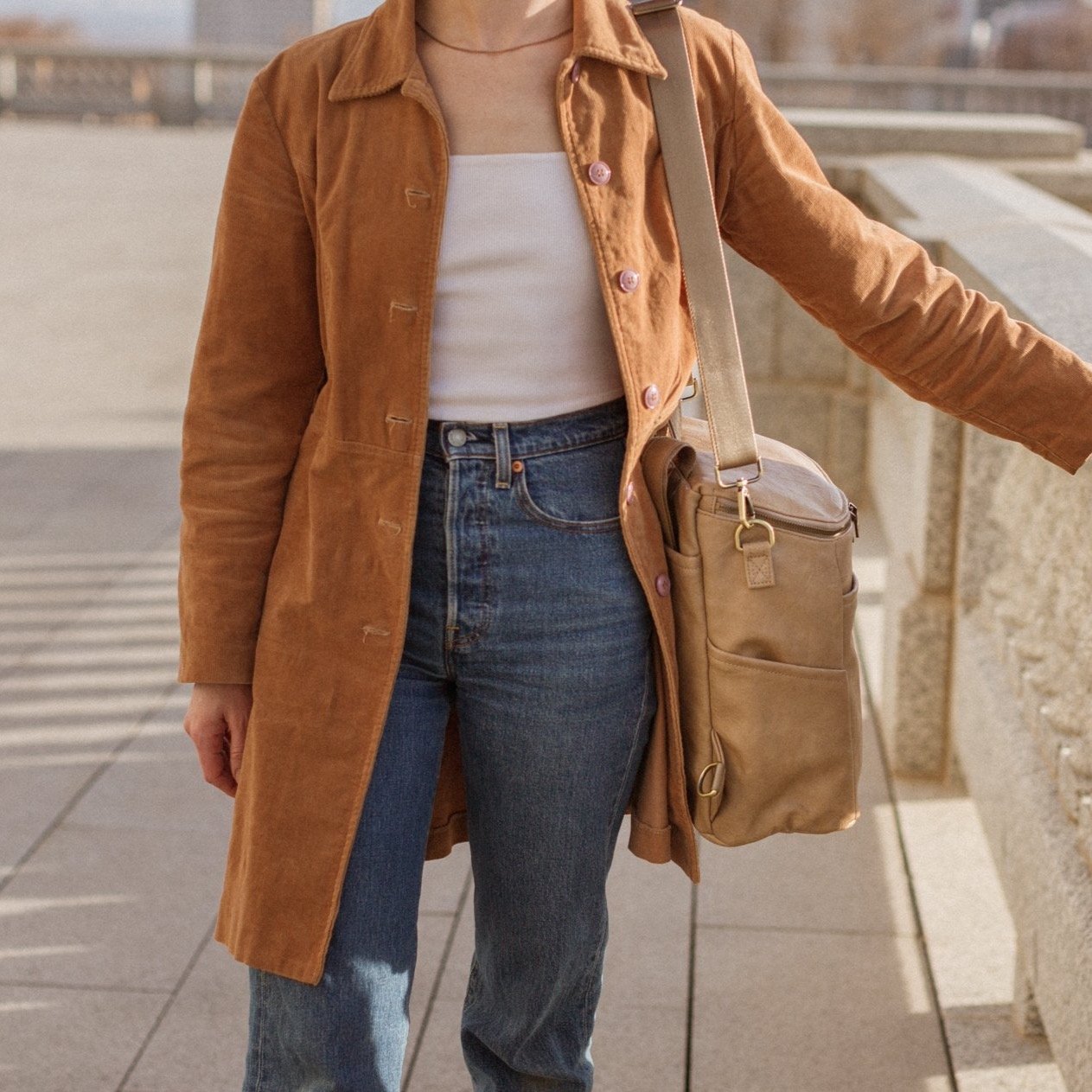 Leather Diaper Bag - Taupe - La Mère Original