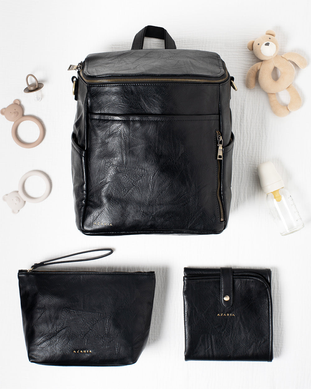 Motherhood Essentials Set Bundle in black on white background