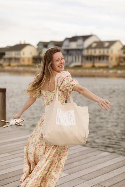 Bonjour Canvas Tote Outlet - Main Image