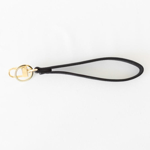 Xiazw Leather Wrist Strap Wristlet for Purse Wallet Clutch Key Keychain  (Plain Leather Black with Gold Clasp)