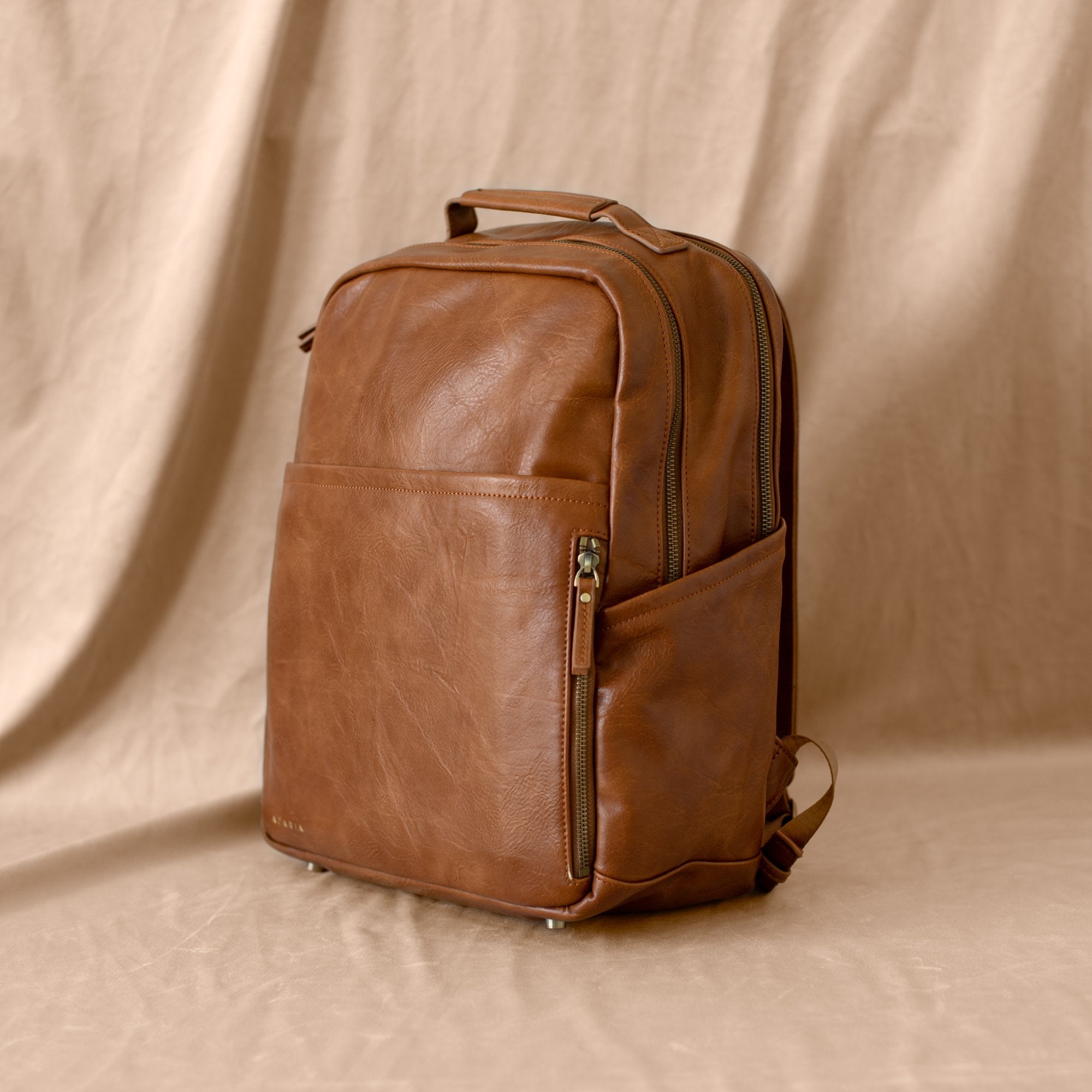 La Jolie - Chestnut Leather Diaper Bag Backpack | Azaria - Backpack-Azaria
