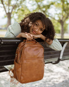 La Jolie - Chestnut Leather Diaper Bag Backpack | Azaria - Backpack-Azaria