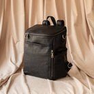 Leather Diaper Backpack - Black & Gold - La Mère Original