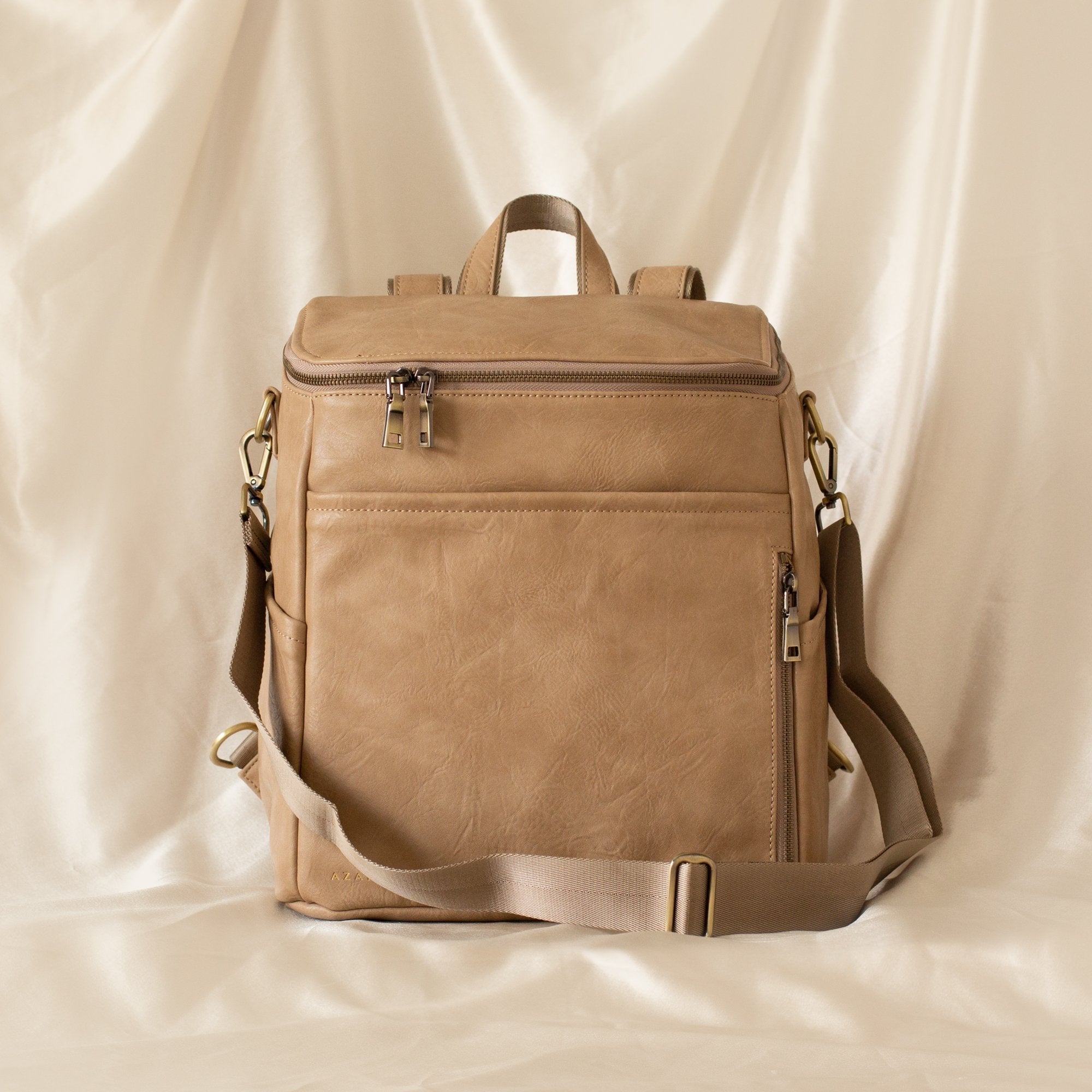 Faux Leather Diaper Bag - Taupe - La Mère Original