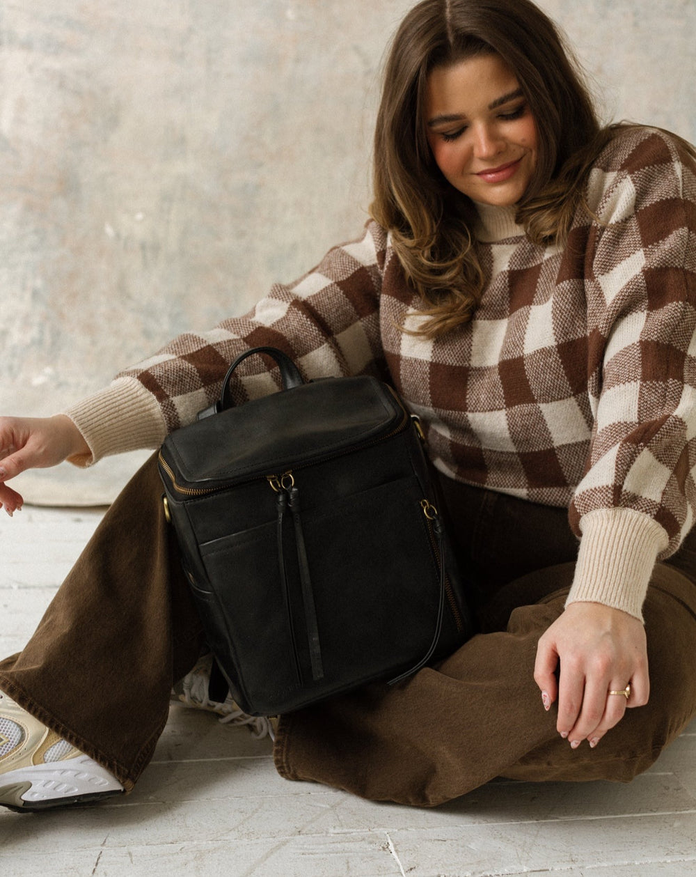 Peny Bag in Brown Suede Leather Shoulder Leather Banana Bag 